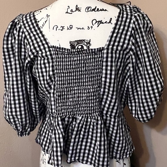 Kay + Jay Black and White checkered blouse Plus Size XL - Picture 3 of 4